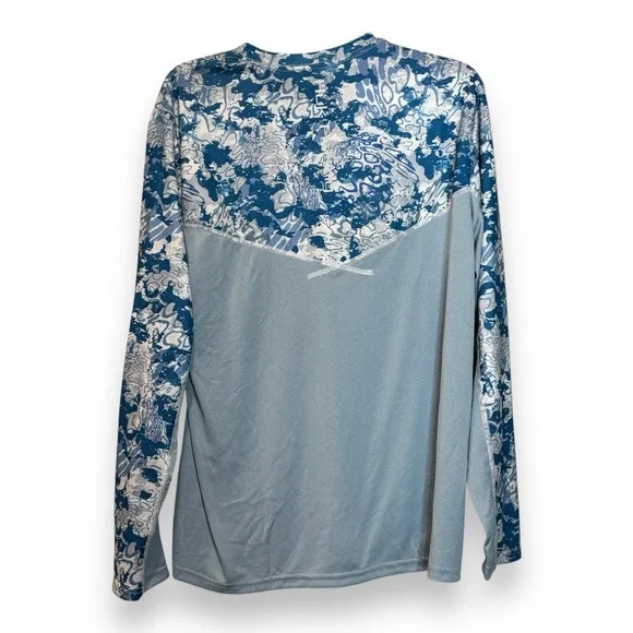 HUK Icon X Tide Change Mens M Long Sleeve Blue Fishing Shirt UPF 50+ NWT - Picture 2 of 6